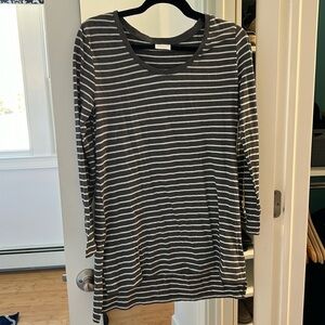 NWT grey and white striped long sleeve top
